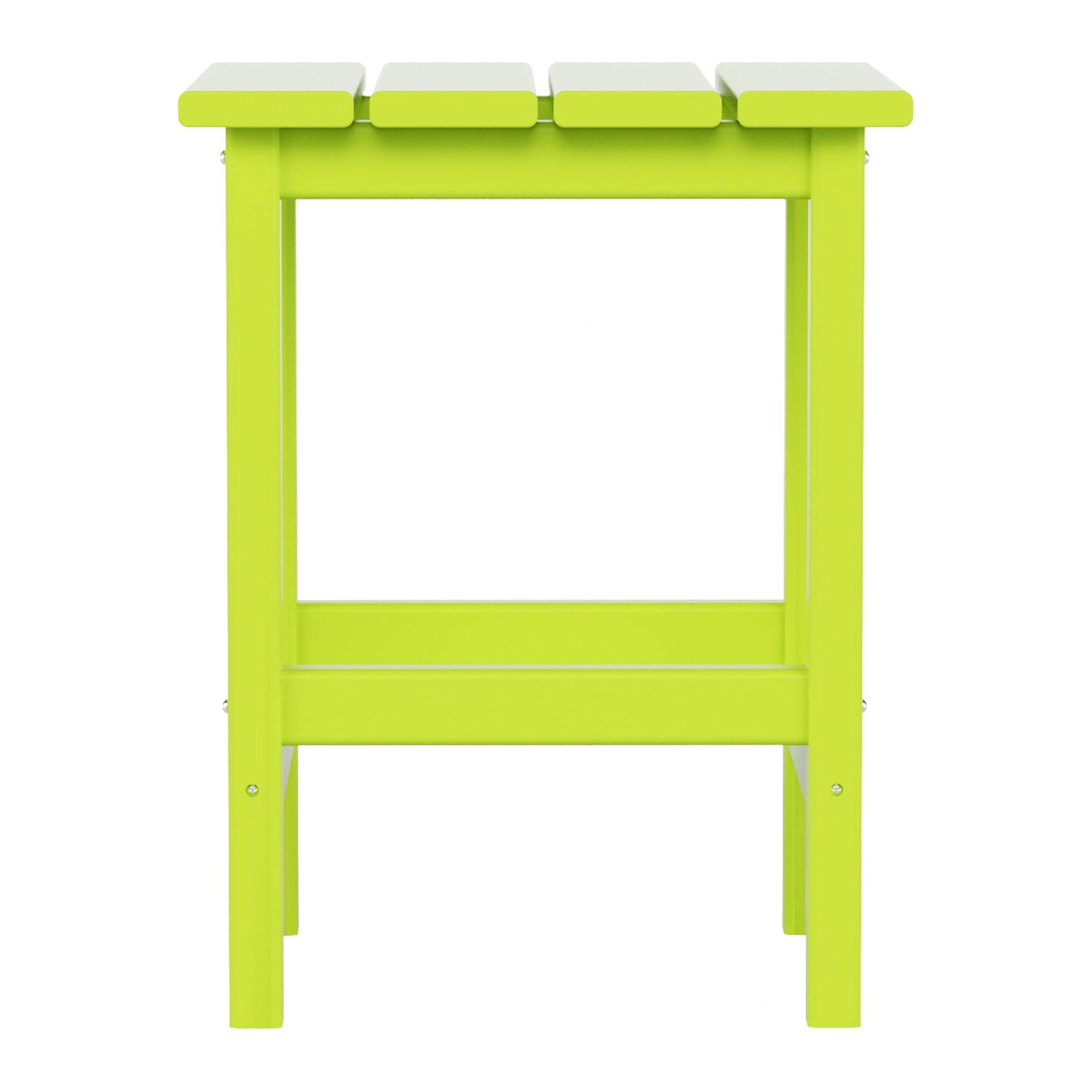 Polytrends  Laguna Hdpe All Weather Outdoor Patio Square Side Table Lime