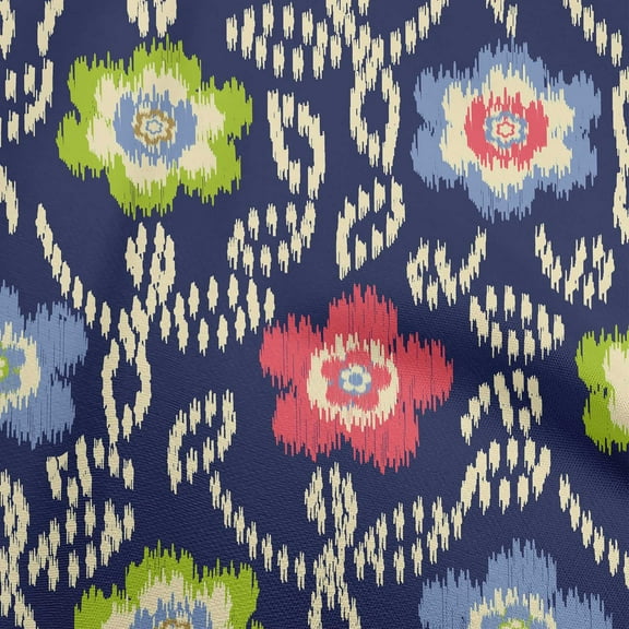 oneOone Cotton Poplin Twill Navy Blue Fabric Floral Quilting Supplies Print Sewing Fabric By The Yard 56 Inch Wide