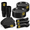 Black-9.0", variant on Clear 9.0" Plastic Party Plates Complete Dinnerware Set for 50 Guests
