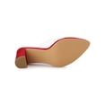 thumbnail image 3 of BLISSFUL STEP Women's Clear Point Toe High Block Heel Mules Slides Sandals Red 6, 3 of 8