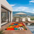 thumbnail image 2 of Boho Orange Red Floral Outdoor Rug for Patio/Deck/Porch, Non-Slip Large Area Rug 6 x 9 Ft, Vintage Flowers Bohemia Plants Indoor Outdoor Rugs Washable Area Rugs, Reversible Camping Rug Carpet Runner, 2 of 8