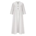 thumbnail image 6 of gakvbuo Summer Linen Dress For Women Maxi Dress Button Down T-Shirt Dress Women's Linen Loose Pocket Quarter Sleeve Long Dress, 6 of 6