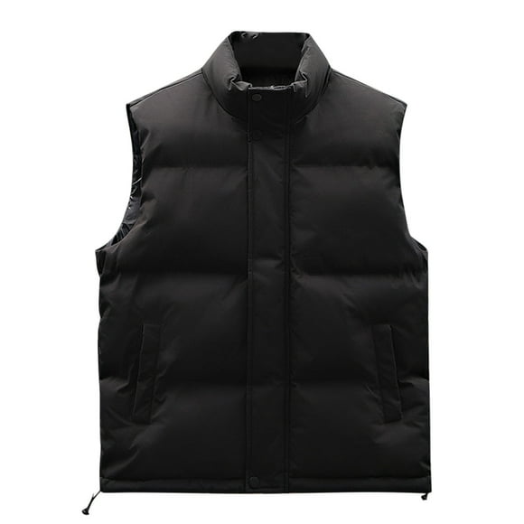 Funicet Jacket for Men,Jackets for Men,Men Stand Collar Solid Drawstring Pocket Zipper Sleeveless Warm Jacket Waistcoat,Mens Jackets Casual,Jackets for Men Fashion