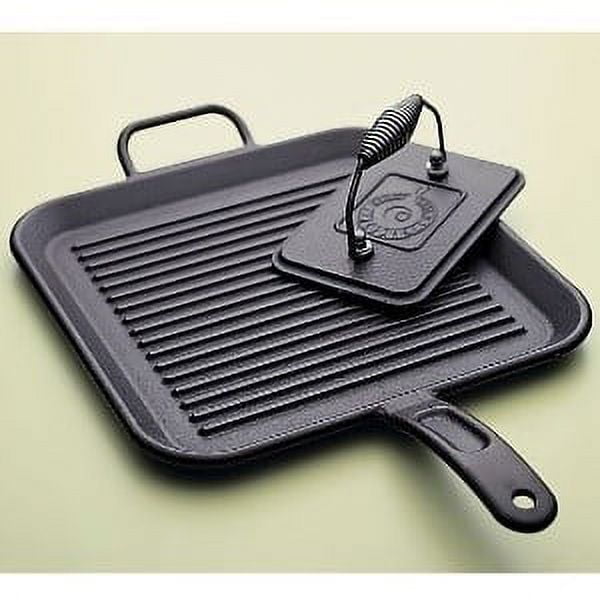Lodge Cast Iron P12SGR Ribbed Skillet Grill Pan 12 Inch Square Double  Handle USA
