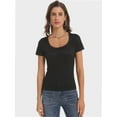 thumbnail image 2 of Women's T Shirts Short Sleeve Scoop Neck Basic Going Out Tops Fashion Slim Fit Tee, 2 of 6