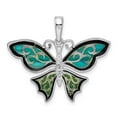 thumbnail image 2 of Auriga Fine Jewelry 925 Sterling Silver Rhodium-Plated Polished Enameled Aqua Butterfly Pendant for Women, 2 of 6