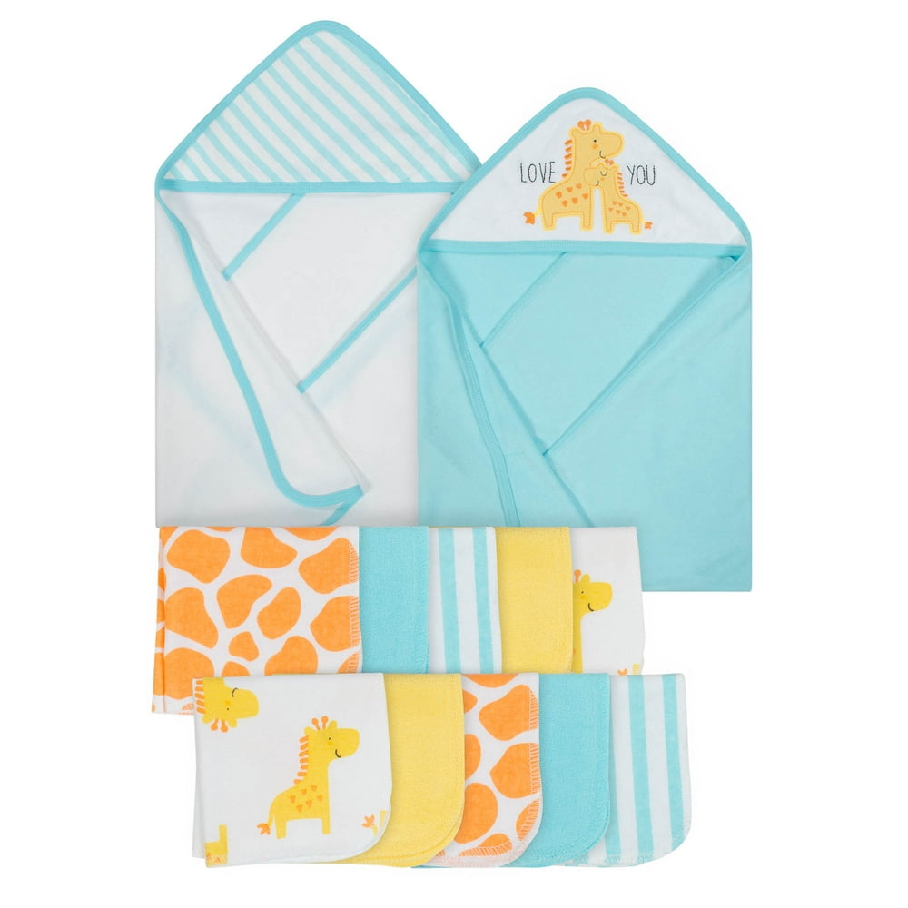 Gerber Baby Hooded Towels & Washcloth Set, 12pc
