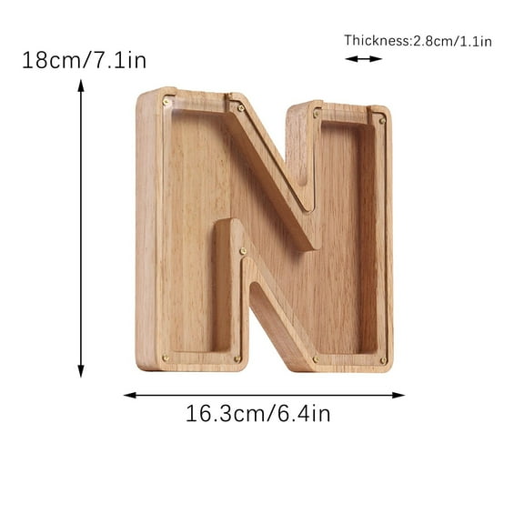 Bdday House Decor Personalized Wooden Name Money Box Wooden Deposit Box Twenty Six English Letters Office Wall Decor