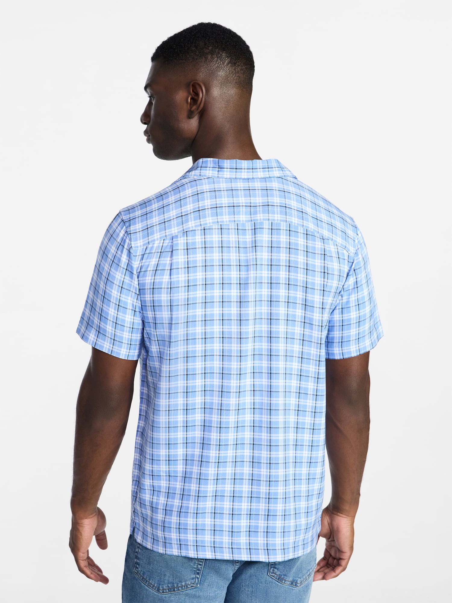 George Men's & Big Men's Regular Fit Microfiber Button-Up Shirt with Short Sleeves, Sizes XS-5XL