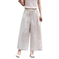 thumbnail image 3 of Women's Plus Size Cotton Blend Elastic Waist Pants, Comfortable Solid Color Pull On Stretch Pants, Functional Pockets Everyday Trousers for Work Casual Daily | TruBelle,Beige L, 3 of 8