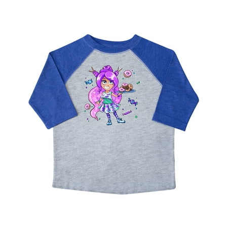 

Inktastic Girl with Purple Hair Donuts and Candy Gift Toddler Boy or Toddler Girl T-Shirt