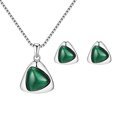thumbnail image 2 of Koszal Women Faux Gemstone Triangular Pendant Necklace Ear Stud Earrings Jewelry Set, 2 of 7