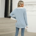 thumbnail image 4 of SWSMCLT Women's Long Sleeve Pullover Sweater Soft Pullover Loose Spring Spandex Top Warm Fashion Casual V Neck Cozy Work Light Blue Medium, 4 of 5