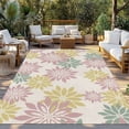 thumbnail image 2 of Geometric Flower Outdoor Rug for Patio/Deck/Porch, Non-Slip Large Area Rug 6 x 9 Ft, Vintage Country Floral Pink Green on Linen Indoor Outdoor Rugs Washable Area Rugs, Camping Rug Carpet Runner, 2 of 8