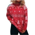 thumbnail image 2 of Qertyioot Chandails de Noël pour Femmes Col Rond, Impression Hiver Manches Longues, 2 of 7
