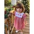 thumbnail image 6 of RUINIXCW Toddler Baby Girl Christmas Dress Little Baby Girls Red Gingham Plaid Dress Puff Short Sleeve Scalloped Doll Collar A-line Dress, 6 of 9