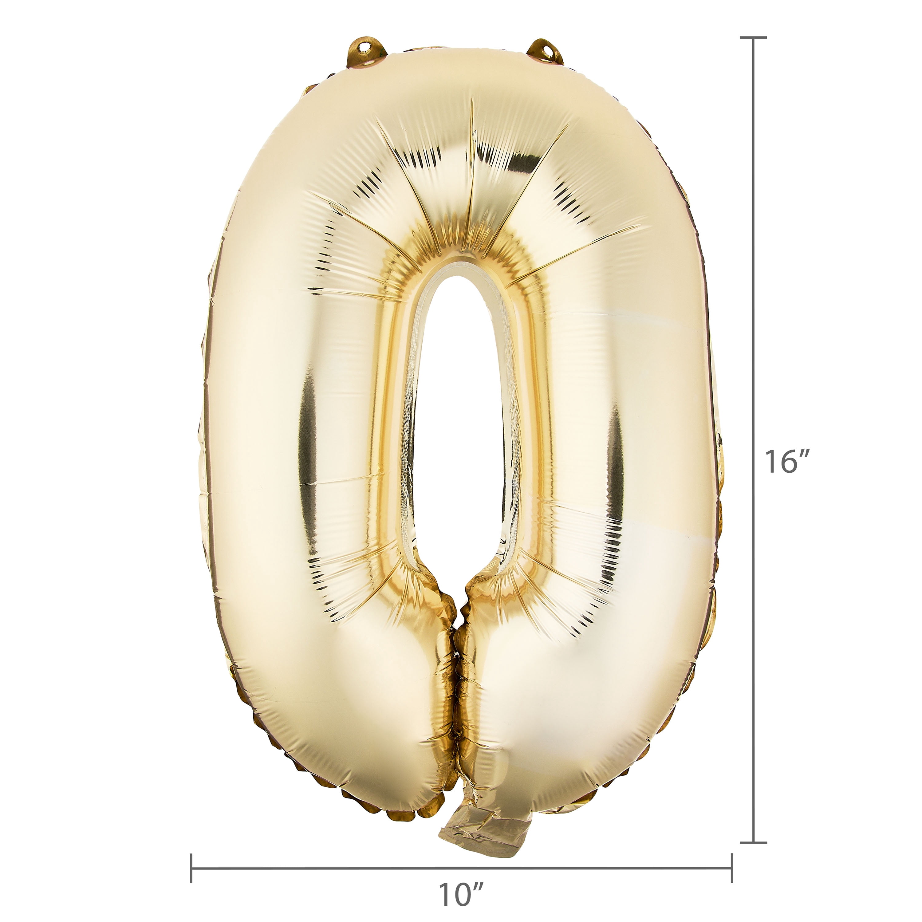 (6 pack) 16 inch Gold Number 0 Foil Balloon by Way To Celebrate