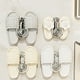 thumbnail image 1 of Portazapatillas telescópico - Organizador de ducha montado en la pared, 4 paquetes de plástico ABS, negro/plateado, ajustable para baño, cocina y salón, 1 of 8