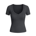 thumbnail image 7 of ZyeKqe Going out Tops for Women Short Sleeve V Neck Summer Ribbed Tshirts Casual Slim Fitted Soft Basic Tees, 7 of 7
