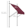 thumbnail image 3 of Outsunny Auvent Rétractable 6,5 Pieds x 4 Pieds, Autoportant et Sans Vis, Rouge Vin, 3 of 10