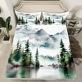 thumbnail image 2 of Feelyou Farmhouse Pine Tree Twin Sheet Sets, Rustic Nature Lake Twin Fitted Sheet, Teen Child Kid Adult Flat Sheet, Luxury Bedroom Decor, 3pcs, 2 of 7