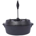 thumbnail image 4 of 8 QT Cast Iron Dutch Oven, Large 2 in 1 Camp Pre-Seasoned Deep Pot & Lid Skillet Pan, Heavy Thick 8 Quart Multiple Cookware with Feet for Outdoor Camping Baking, Bracket and Lid Lifter, 4 of 12