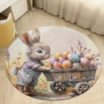 thumbnail image 5 of Easter Bunnies Rabbits Round Small Area Rug, Print Non Slip Washable Floor Mat, Soft Throw Rug for Living Room, Powder Room Entryway, Bathroom, Bedside, 5 of 7