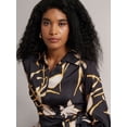 thumbnail image 4 of Zaccai Women's Black Satin Abstract Wrap Dress, 4 of 6