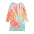 thumbnail image 2 of Odeerbi Kids Girls Fall Long Sleeve Tie-dye Dress Party Swing A Line Dress Casual Strechy Crewneck Flowy Dress Twirly School Recital Dress Multicolor, 2 of 4