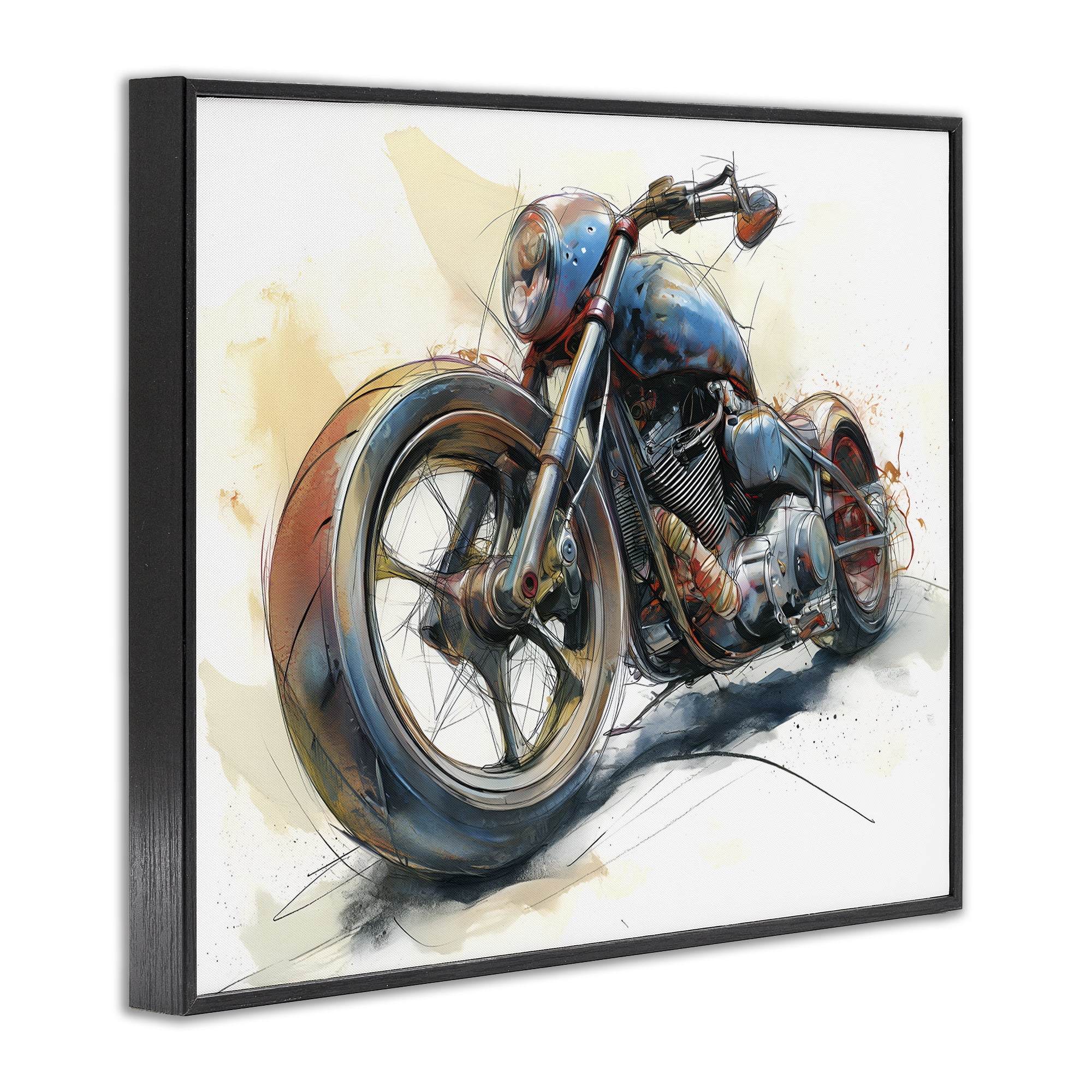 Stupell Industries Whimsical Motorcycle Concept Black Framed Giclee Art, design by Steve Hunziker