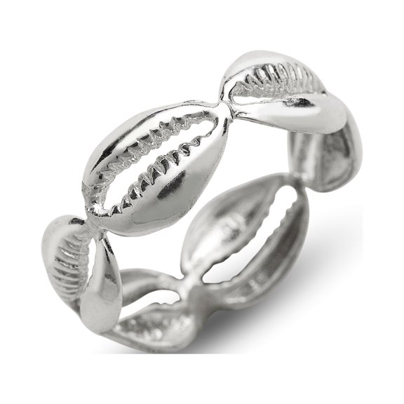 Cowrie Shell .925 Sterling Silver Band Ring