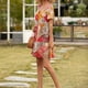thumbnail image 3 of Vestido Bohemia Vestido de manga corta con cuello en V Mujer Ropa de verano, XL, Rojo y amarillo Vogacara AP001221-08, 3 of 7
