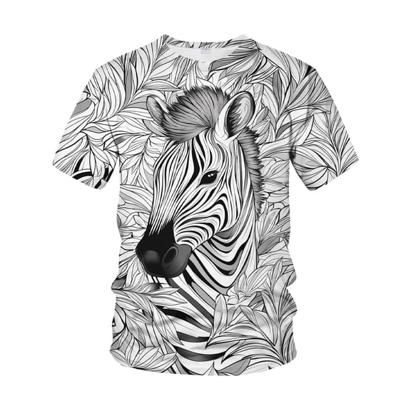 Fun Zebra Pattern T-Shirt Novelty Short Sleeve Crew Neck Shirt Men's and Women's 3D Printed T-Shirt Cool Aesthetic Pattern T-Shirt Men's and Women's, Fashion Full Print Design