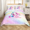 thumbnail image 1 of Erosebridal Pink Unicorn Comforter Cover Queen, Initial R Letter Bedding Queen Size, Flower Decor, Reversible 3 Pieces（No Comforter）, 1 of 6