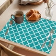 thumbnail image 3 of Teal Morocco Placemats Set of 4 Ethnic Boho Minimalist Abstract Geometric Place Mats Indoor Wipeable Table Mats Washable Cloth Dining Table Placemats for Kitchen Holiday Party Home Decor 13x19 Inch, 3 of 9