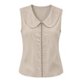 thumbnail image 5 of RQYYD Womens Collar Eyelet Trim Sleeveless Blouse Casual Slim Fit Tank Top for Daily Wear, 5 of 7