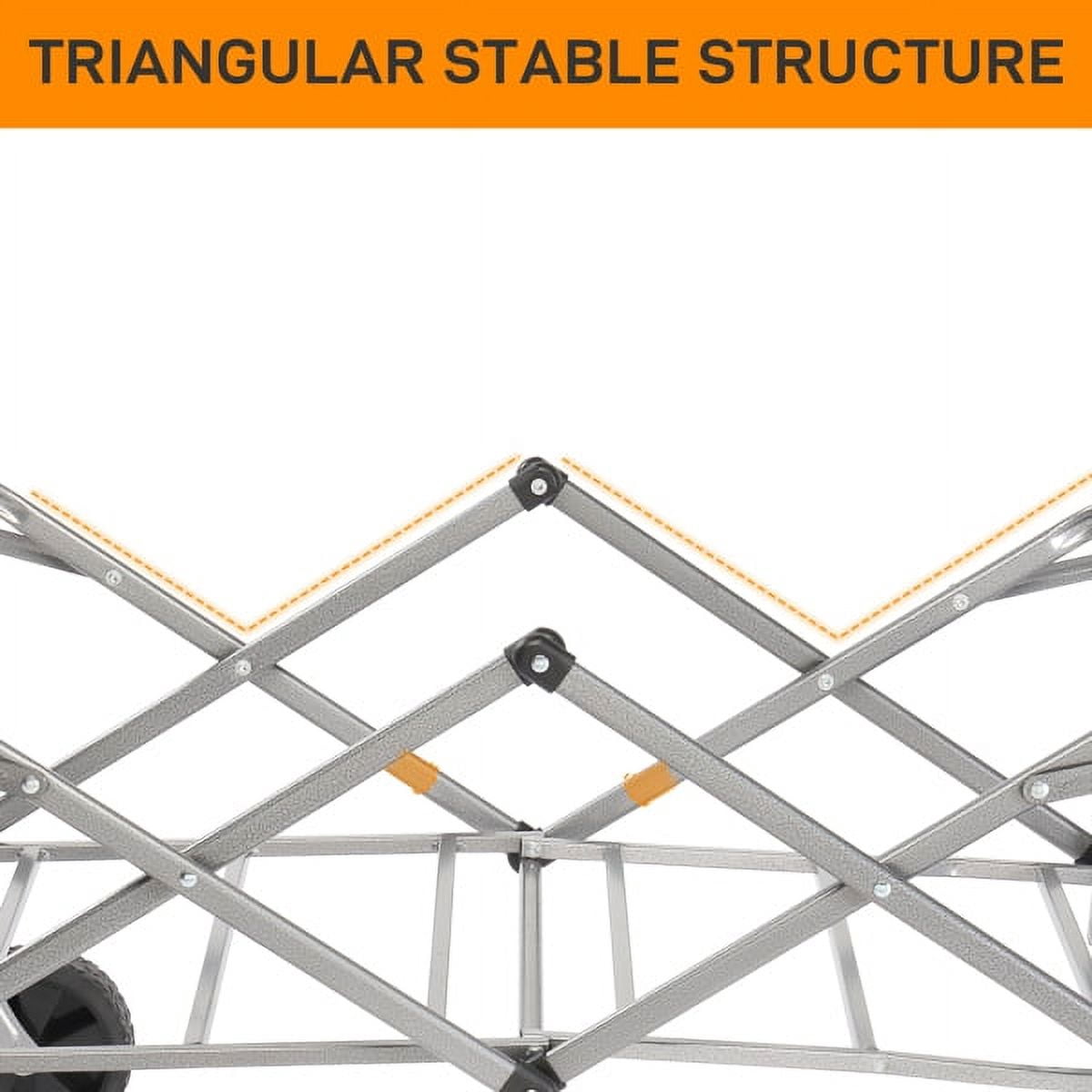74.5x45.5x84cm 100kg 600d Oxford Cloth Steel Frame Flat Folding Style Grey Cloth Silver Frame Garden Folding Cart