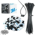 thumbnail image 2 of Soportes para bridas de cable autoadhesivas negras de 3/4" con pegamento fuerte XHF (100 unidades) con bridas de 8", tornillos y protección UV. Sujeciones adhesivas para cables en, 2 of 8