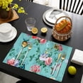 thumbnail image 4 of Pioneer Flower Floral Print Pattern Summer Placemats Table Placemats Set Of 4-Linen Kitchen Washable Placemats Table Mats 12x18 Inch Non-Slip Heat Resistant, 4 of 6