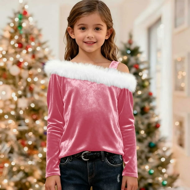 Blusa de manga larga de color liso para niñas de 4 a 14 años