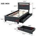 thumbnail image 7 of Modern Twin Upholstered Platform Bed With Led Frame And 2 Storage Options, Gray Linen Size Drawers For A Relaxing Bedroom Atmosphere,, 7 of 7