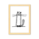 thumbnail image 1 of CAT Stripe sentarse línea negra Cuadro de madera decorativa marco de casa A4, 1 of 3