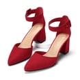 thumbnail image 2 of LuckLilac Women's Pointed Toe Pumps Block Heel Ankle Strap Adjustable Buckle Heels sandals Dress Shoes for Casual Party Daily Wear, 2 of 7