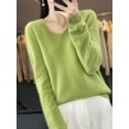 thumbnail image 1 of Suéter de mujer 100 % lana merino, cuello en V, manga larga, jersey básico de otoño e invierno, prendas de punto de cachemira, ropa cálida para mujer, 1 of 5