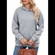 thumbnail image 2 of Sudadera con Capucha para Mujer, Informal, de Larga, Holgada, con Bolsillo. Gris M, 2 of 9