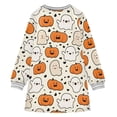 thumbnail image 6 of Girls' long-sleeved dress Cute Ghosts and Pumpkins Girls' A-line dress with ribbed cuffs Soft and comfortable, 6 of 6
