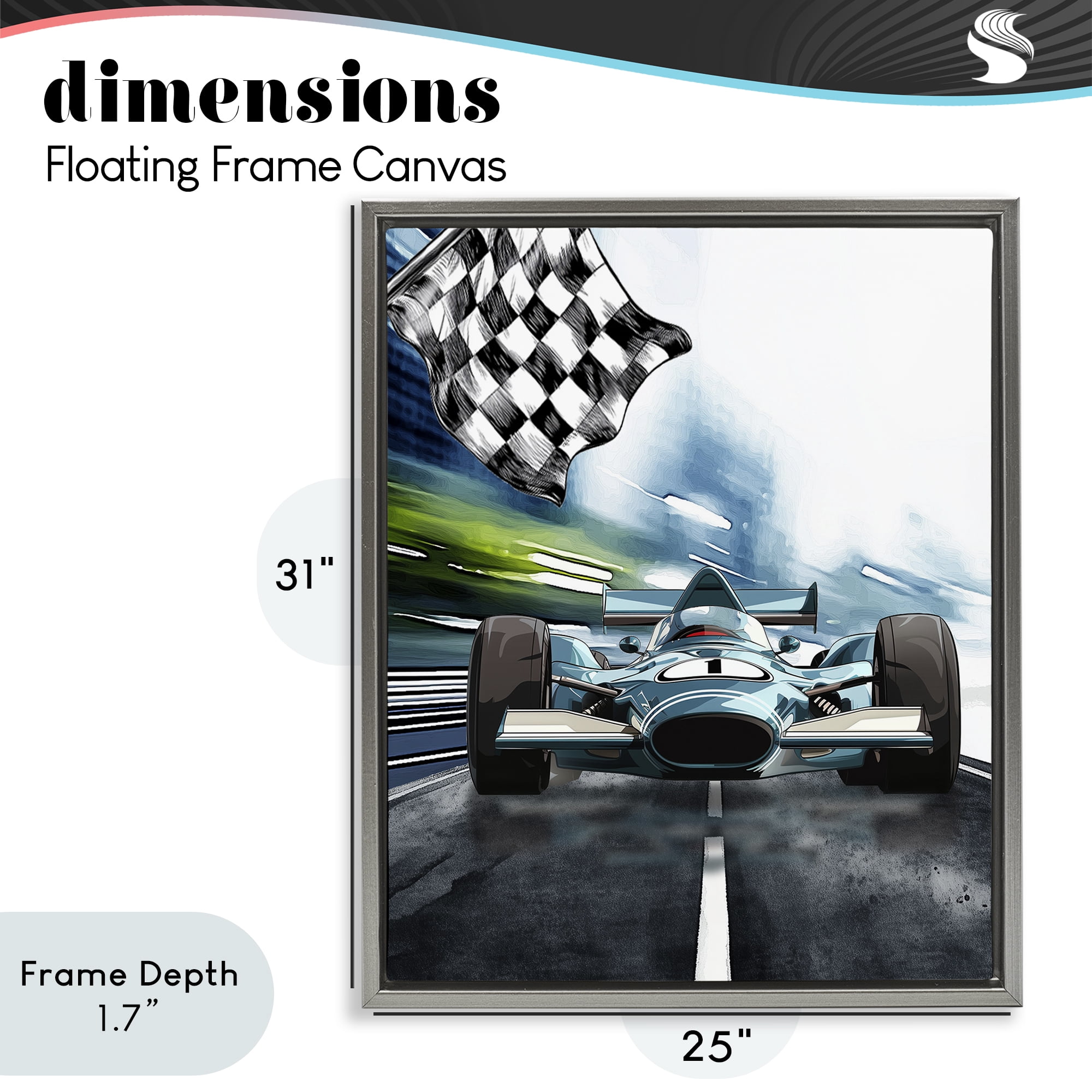 Stupell Industries Racecar Set Go Gray Framed Floater Canvas Wall Art, design by Christine Simpson Art