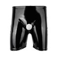 thumbnail image 2 of Men Shiny Leather Boxer, Sexy Open Crotch, Glossy PVC Leather, Wetlook Latex Short Pants, 2 of 7
