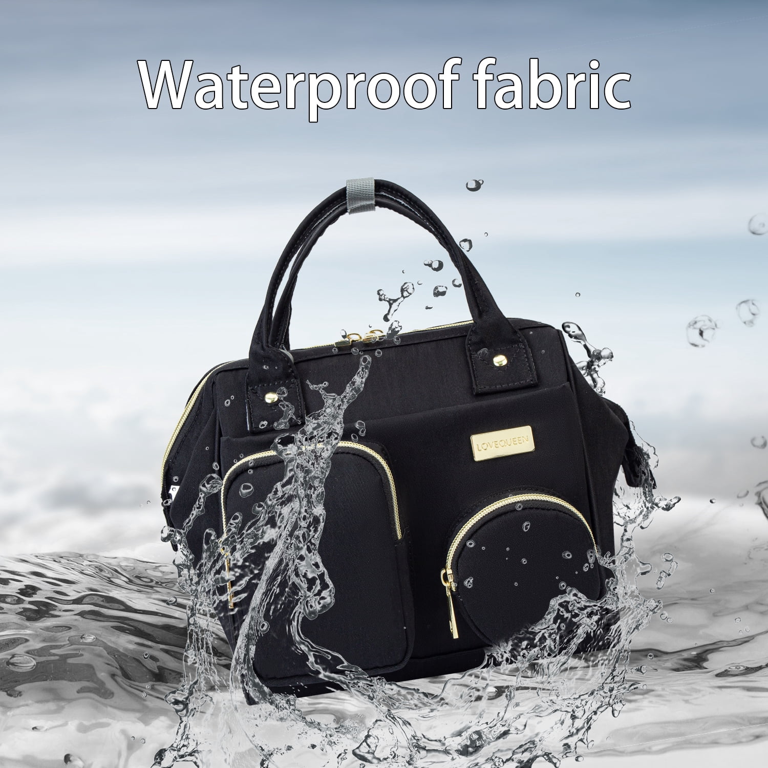 COUTUDI Mini Convertible Waterproof Fabric Diaper Bag Backpack, Gray