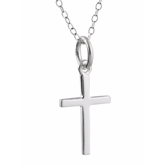 Sterling Silver Cross Charm Necklace, 18" Chain